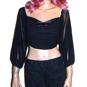 Windsor Black Faux leather Draped Crop Top M